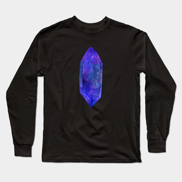 Cosmic Crystal Space Fractal Spiritual Gem Space Long Sleeve T-Shirt by Foxxy Merch